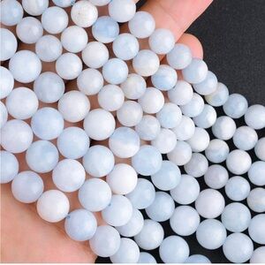 62 piece Natural Genuine Blue White Celestine Celestite Round Loose Beads 6mm